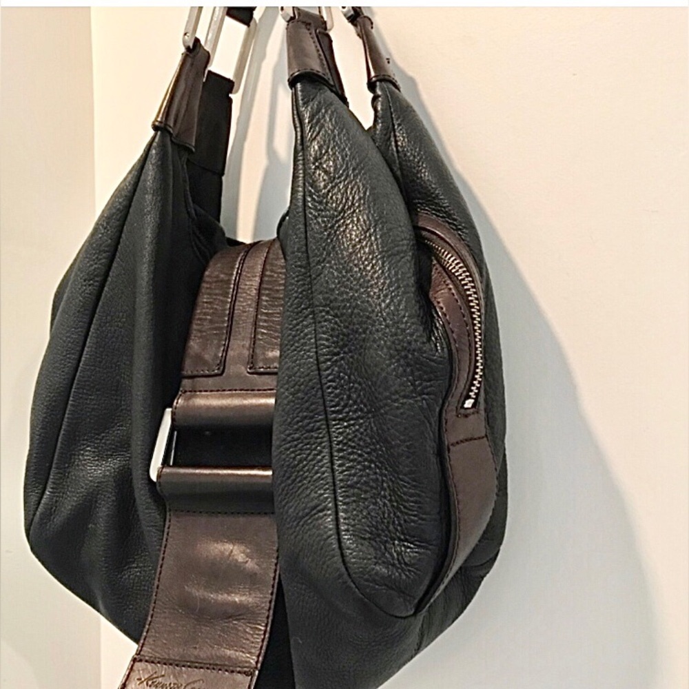 Slouchy bag leather sling croissant vintage genuine crescent hobo brown